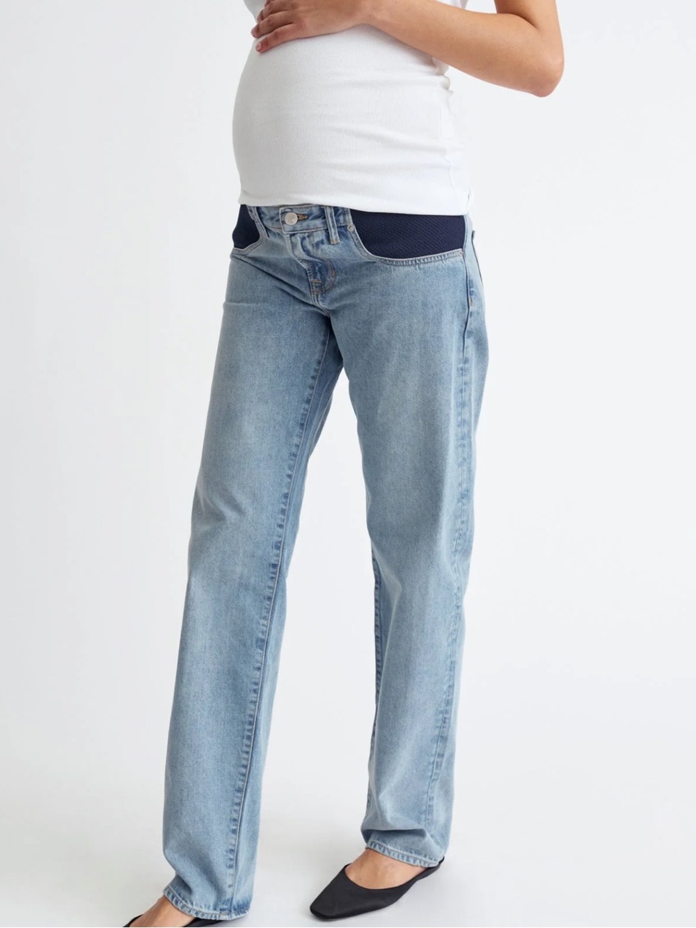 Ilouity Maternity Jeans Boyfriend Fit Light Vintage Wash